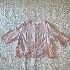 Powered Pink Embroidered Bohemian Top